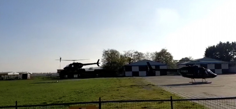 Atterraggio precauzionale a Casale per un elicottero dell'Aviazione dell'Esercito